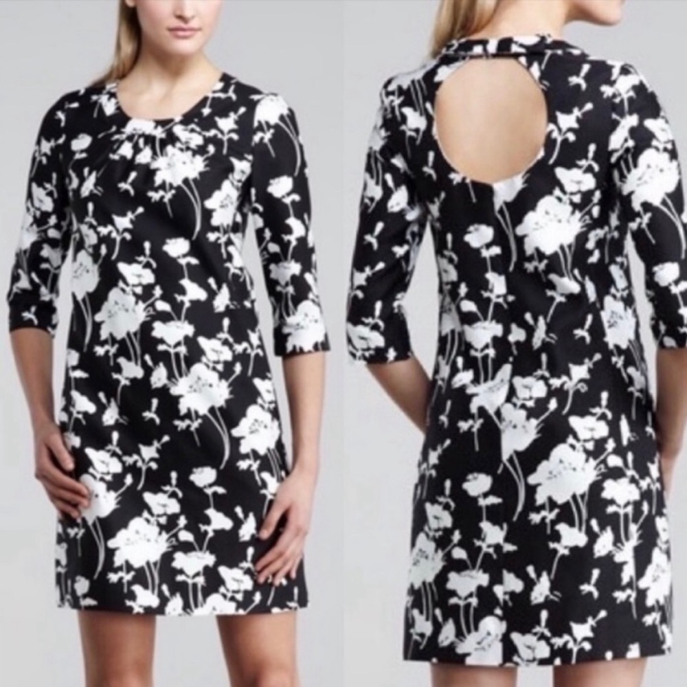 Kate Spade Size 6 Florence Broadhurst Dorothy Silk Dress 3/4 Sleeve Open Back